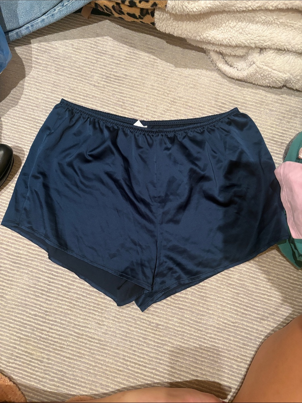 stars above Navy Satin Athletic Lounge Shorts